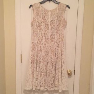 White and Tan Lace Dress